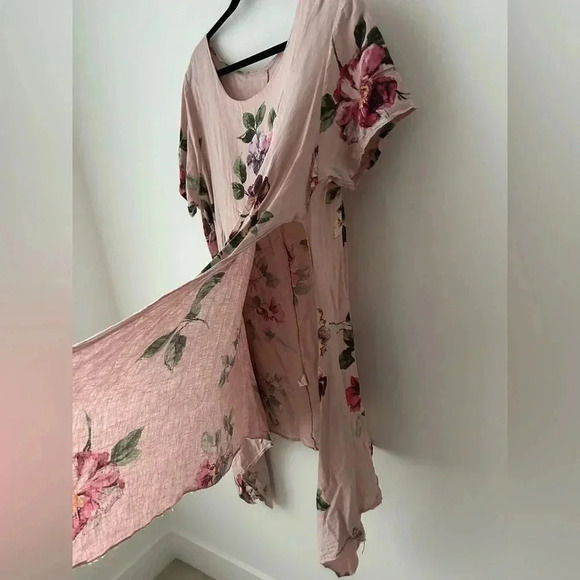 Made in Italy linen floral tunic top open side - Picture 8 of 12